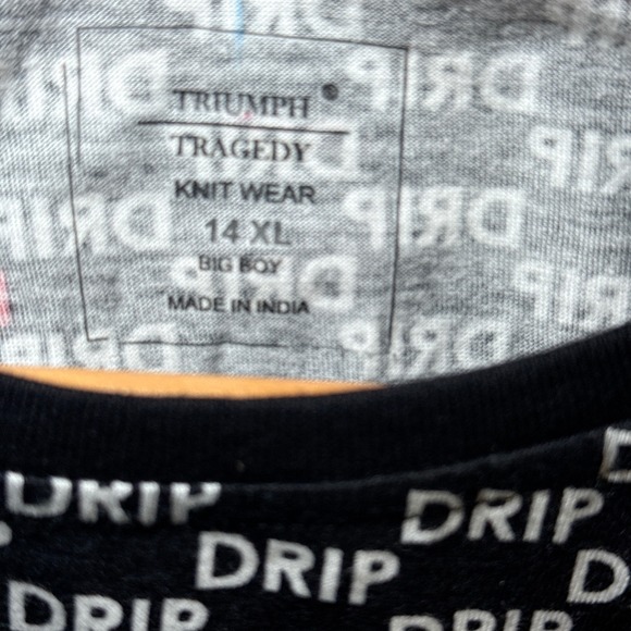 Triumph Over Tragedy Shirt Big Boy 14 Extra Large Black White Red DRIP - Picture 3 of 7